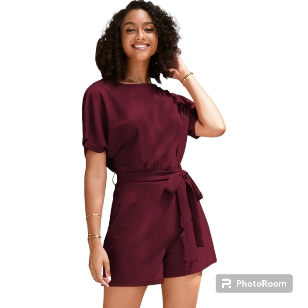 2 Hearts mock neckline sleeves 3/4 waist Belt Size Small